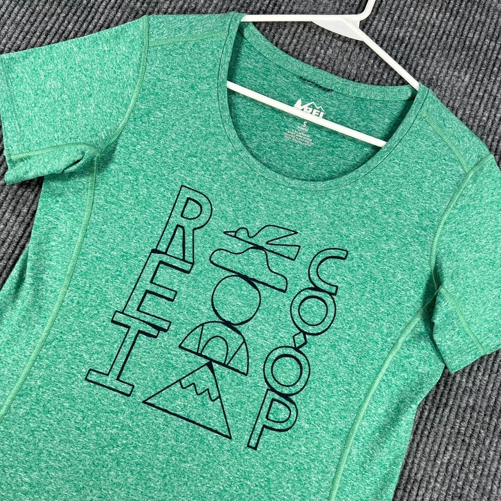 REI Shirt Womens Small Green Short Sleeve Crew Neck Outdoor‎ Casual Light
